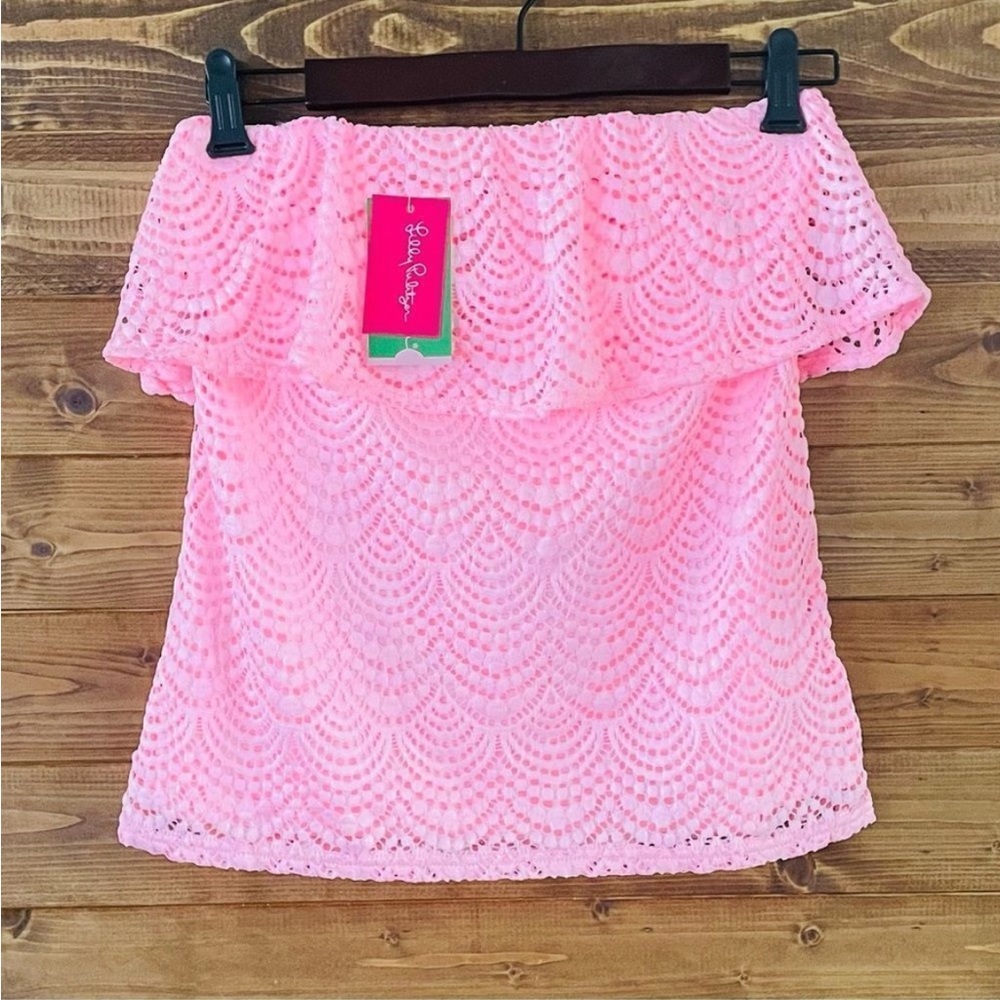 Lilly Pulitzer Wiley Tube Top Pink Coral Reef Tint Lace